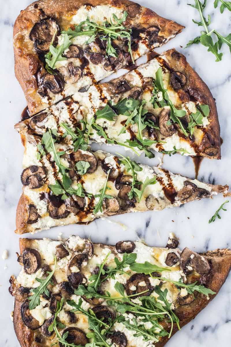 Slow-Cooked Mushroom Flatbread Pizza