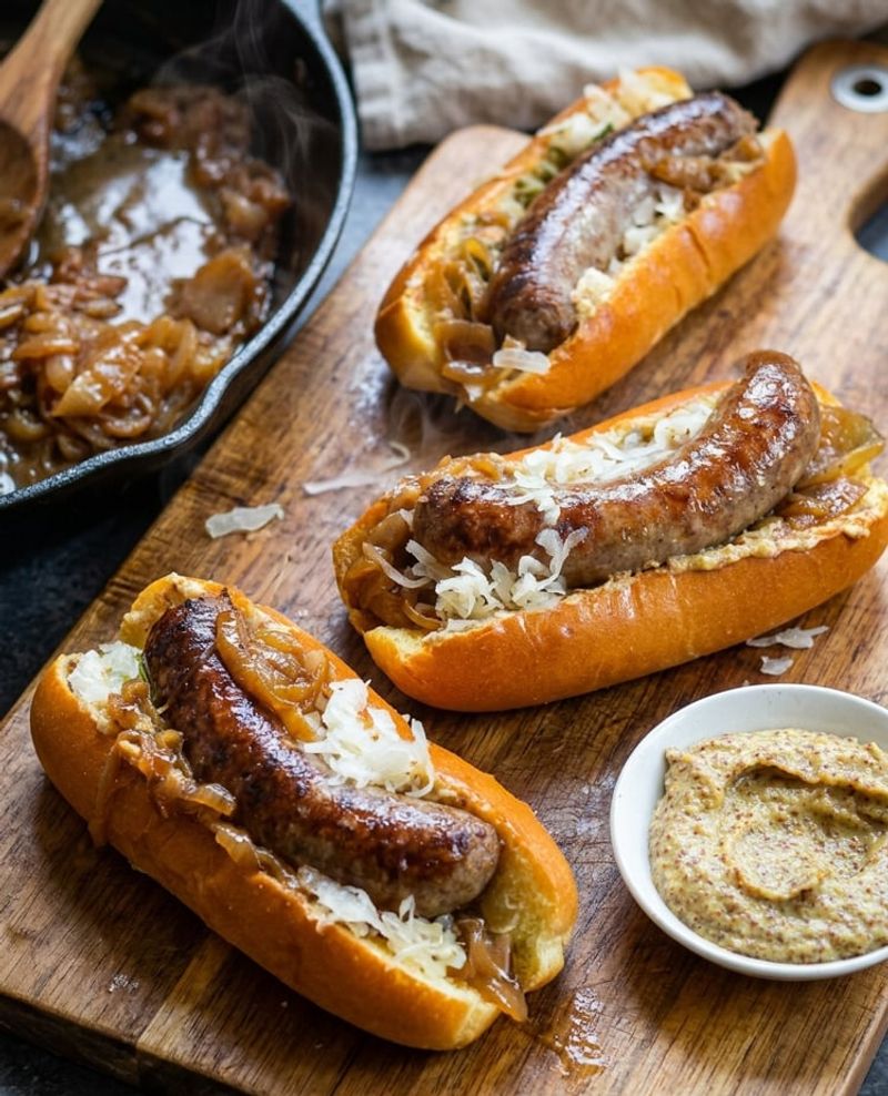 Mustard and Beer Braised Brats