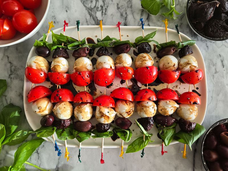 Caprese Skewers with Olives