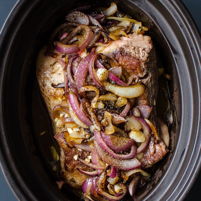 Slow Cooker Beef Brisket with Caramelised Onions