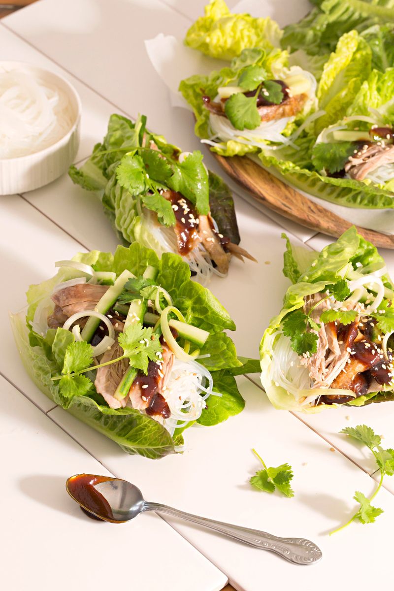 Asian-Style Pear and Duck Lettuce Wraps