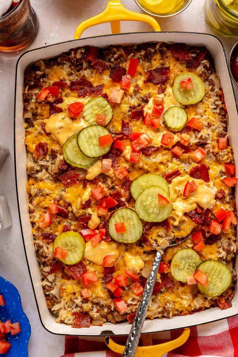 Dill Pickle Cheeseburger Casserole