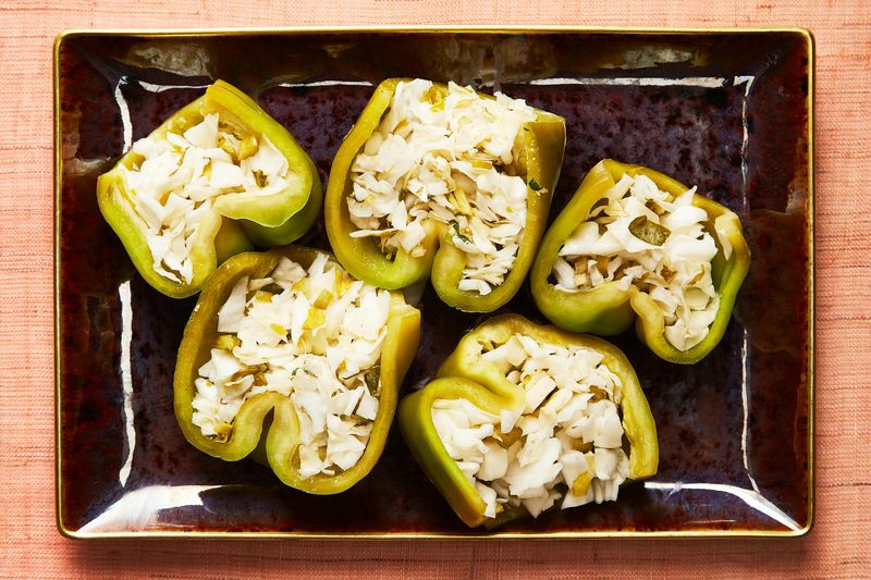 Pickle and Sauerkraut Stuffed Peppers