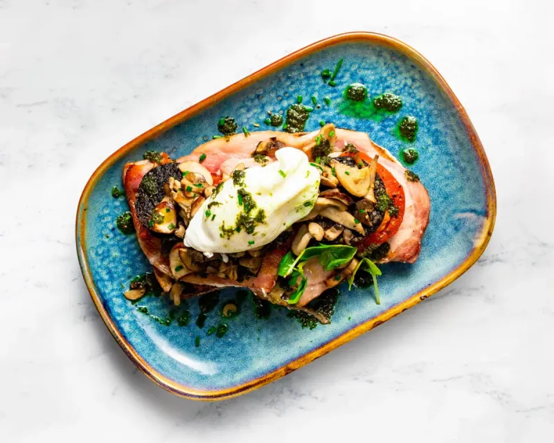 Black Pudding Bruschetta With Poached Egg