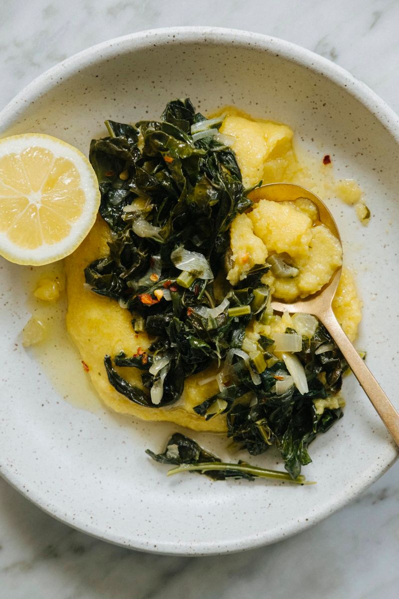 Polenta with Sauteed Spinach and Garlic