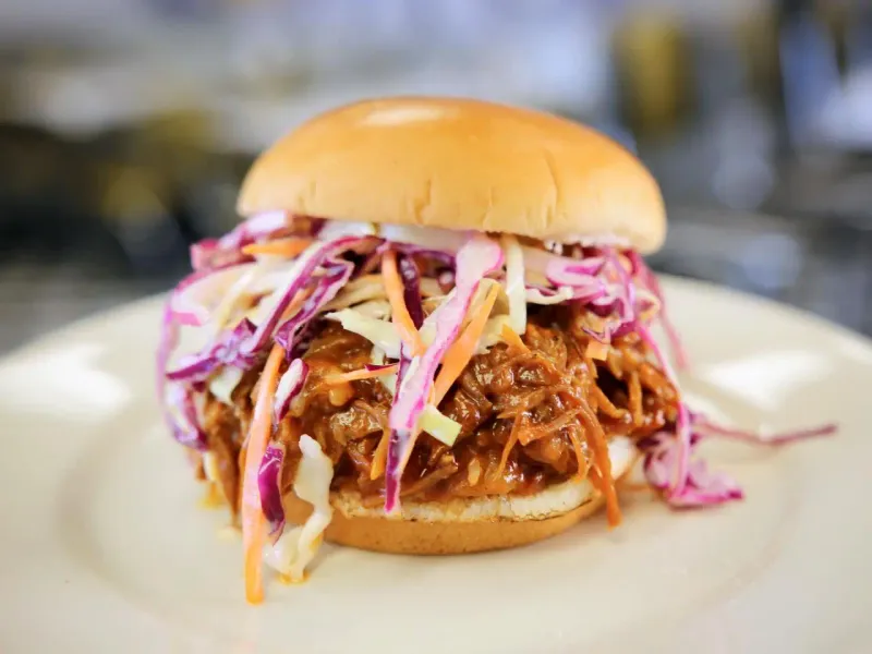 Smoked Gouda and Pulled Pork Burger