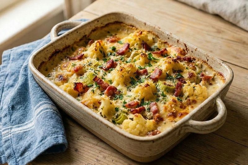 Cauliflower Cheese With Gruyere and Crispy Pancetta