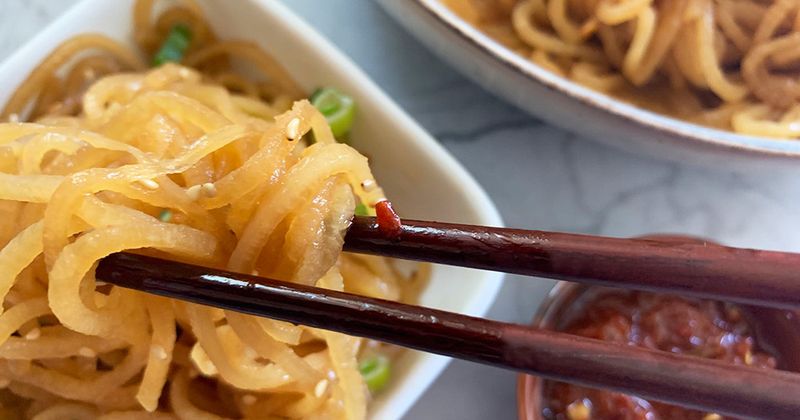 Daikon Radish Noodles with Sesame Dressing