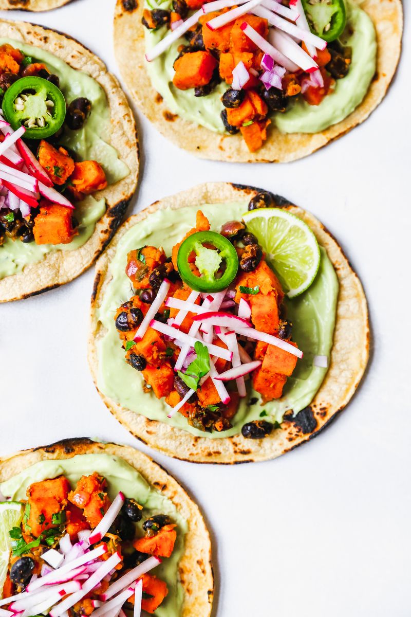 Spicy Radish Tacos with Avocado Crema