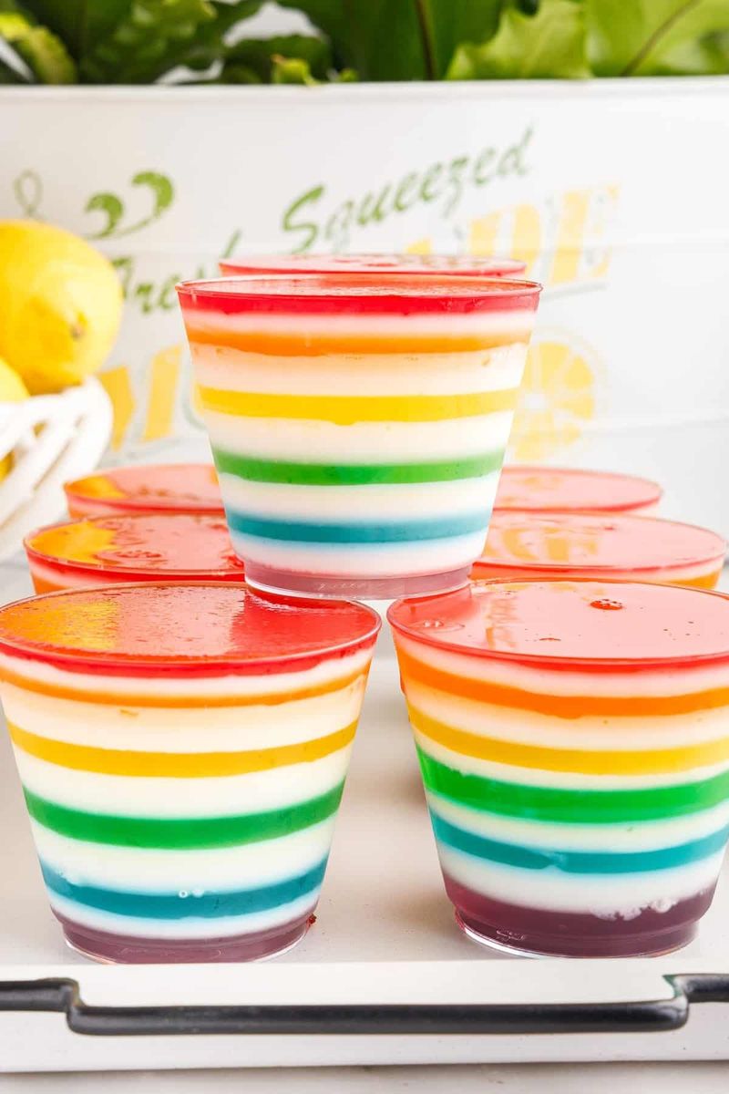Rainbow Jello Cups