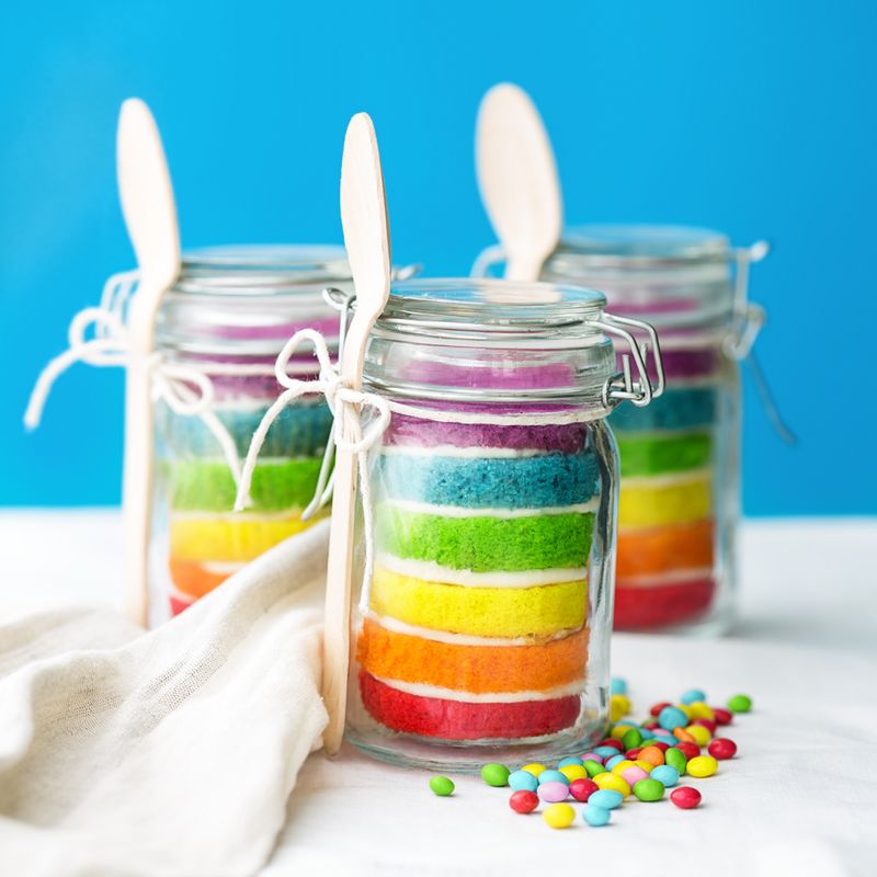 Rainbow Cake in a Jar