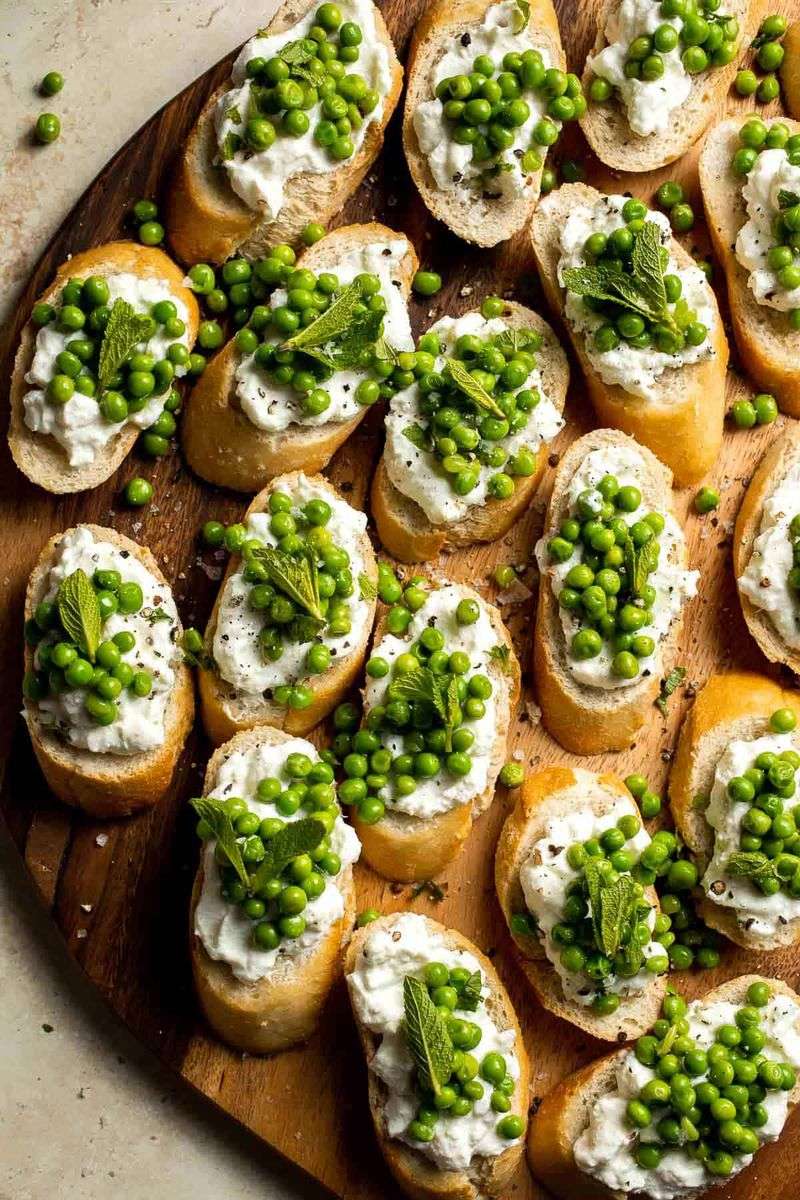Ricotta and Pea Crostini