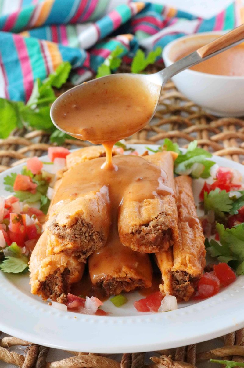 Tamales with Red Chile Sauce