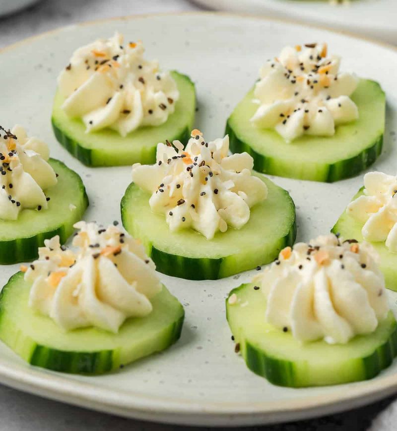 Sliced Cucumber with Cottage Cheese