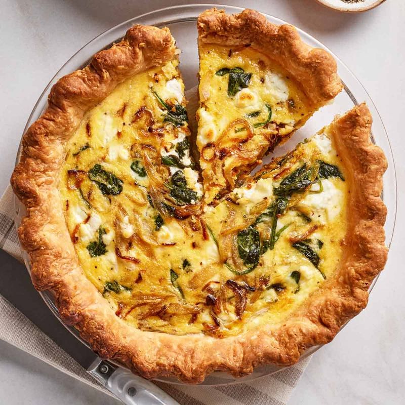 Roasted Onion and Spinach Quiche