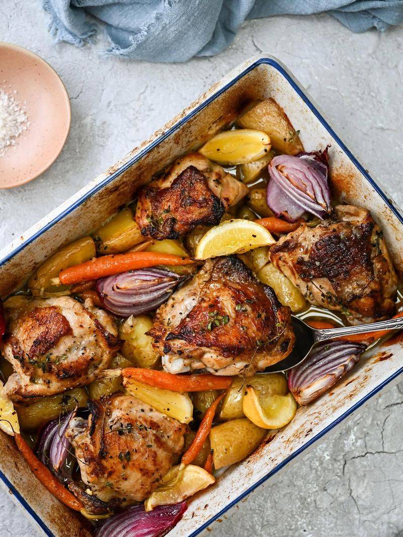 Roasted Onion and Chicken Traybake