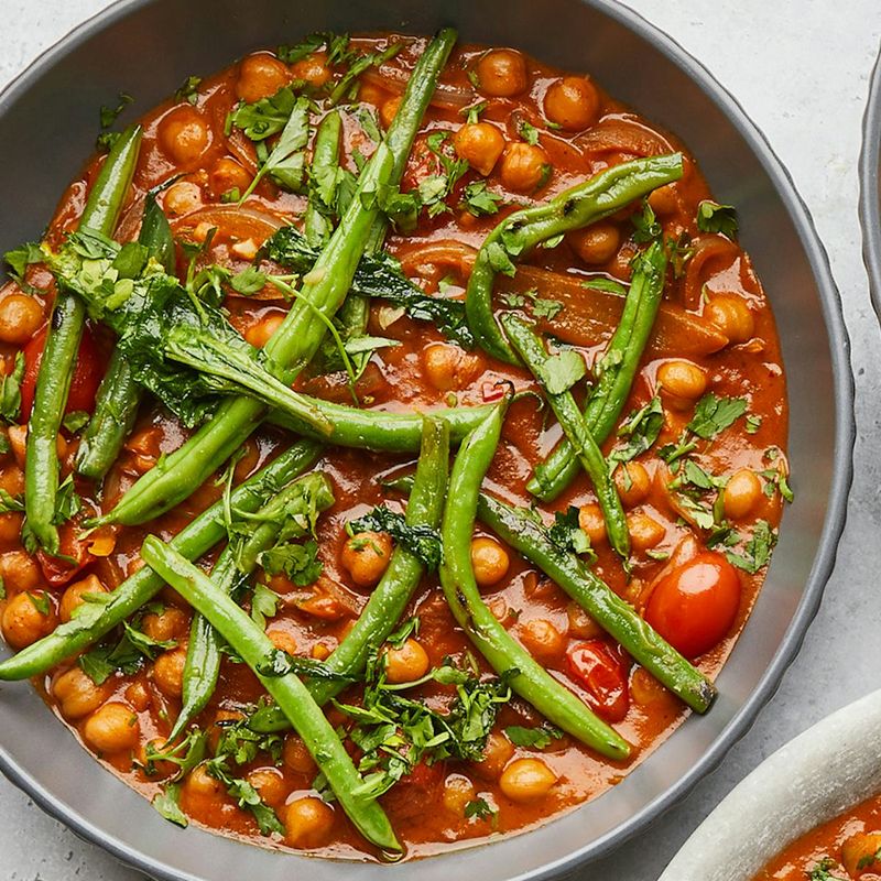 Green Bean Curry With Chickpeas and Tomatoes