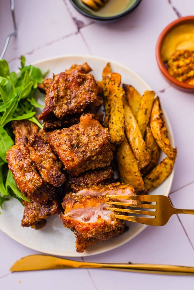 Pork Ribs Slow Cooked in Honey and Mustard