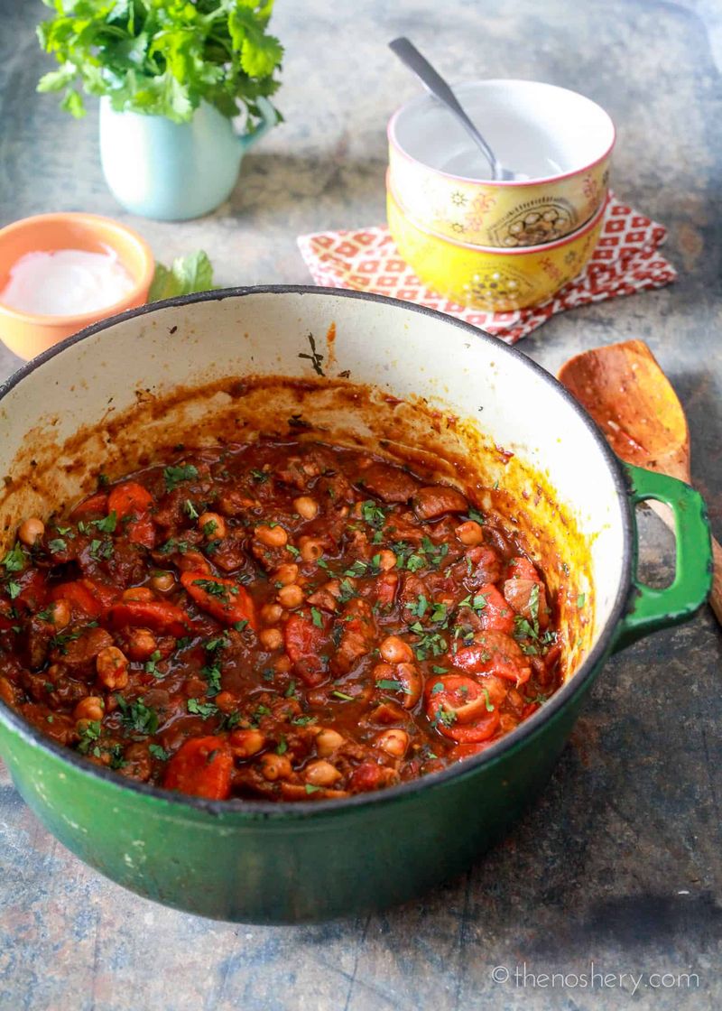 Slow Cooked Lamb Neck with Chickpeas and Harissa