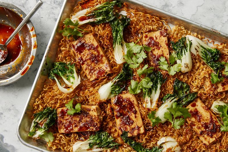 Teriyaki Tofu with Bok Choy and Sesame Noodles