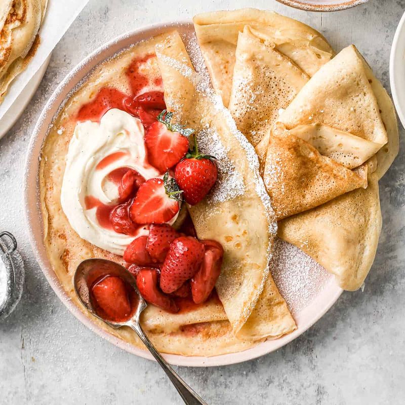 Warm Crepes with Cold Creme Fraiche