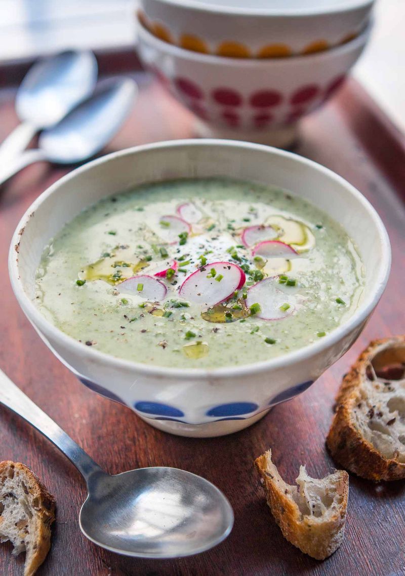 Creamy Radish Soup with Chive Oil