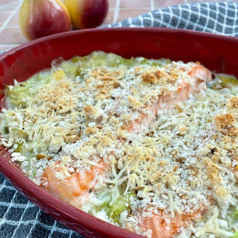 Leek and Salmon Gratin