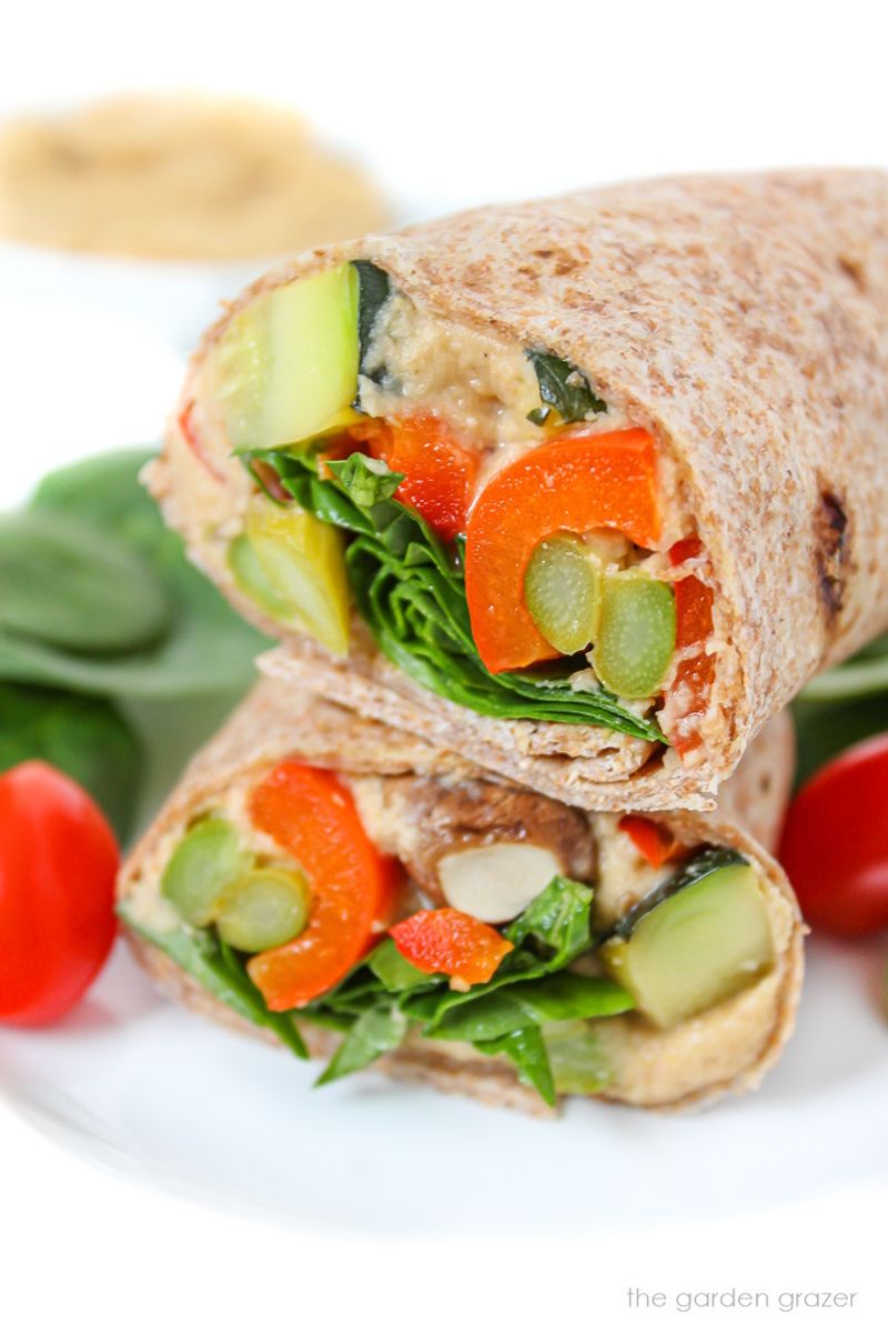 Green Bean Hummus Wrap With Roasted Peppers