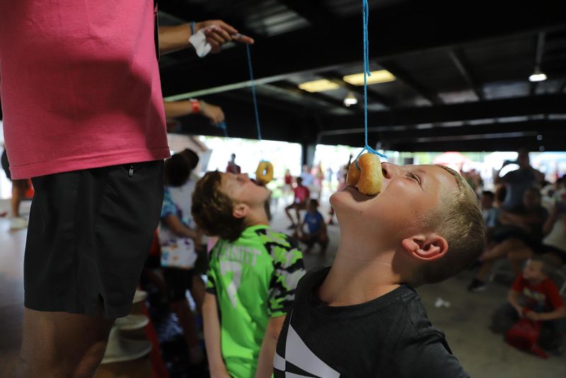 Donut on a String Eating Challenge