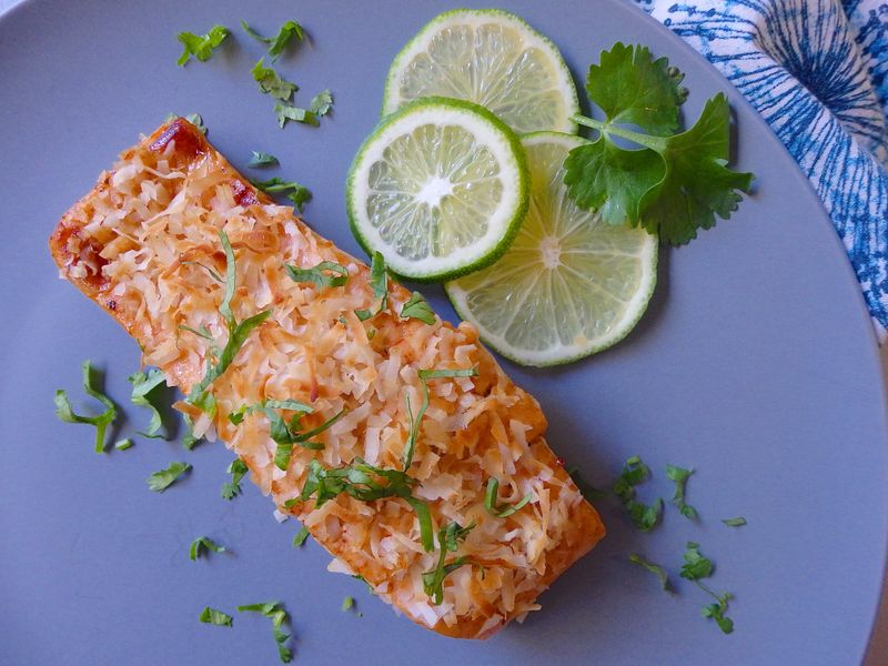 Coconut Crusted Baked Salmon