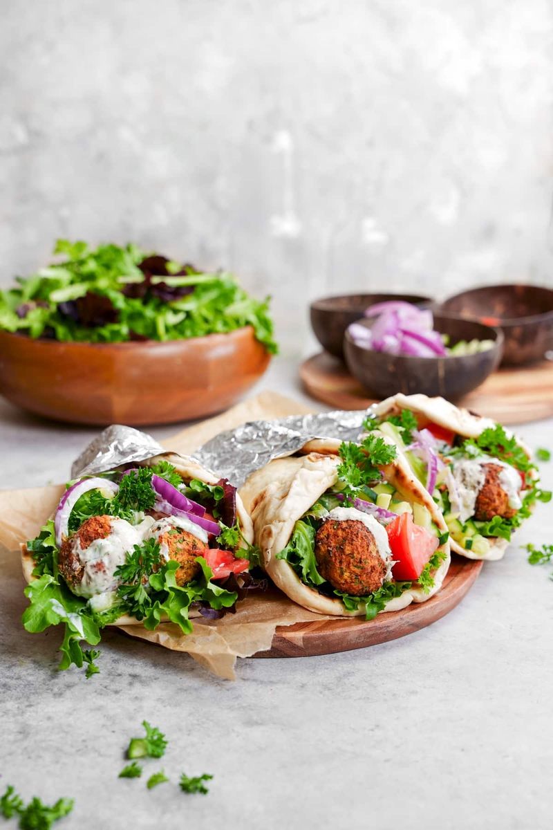 Breakfast Pita With Falafel and Tzatziki