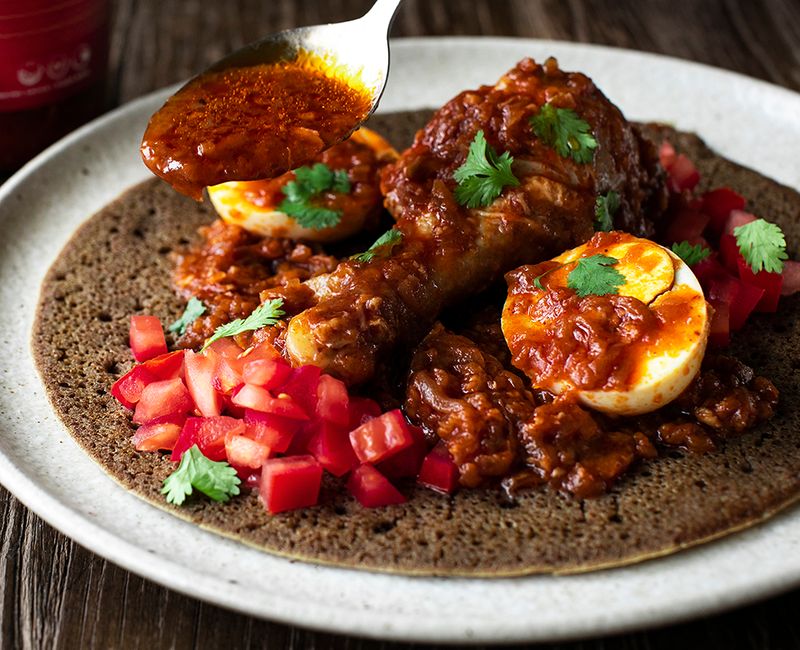 Ethiopian Injera with Doro Wat