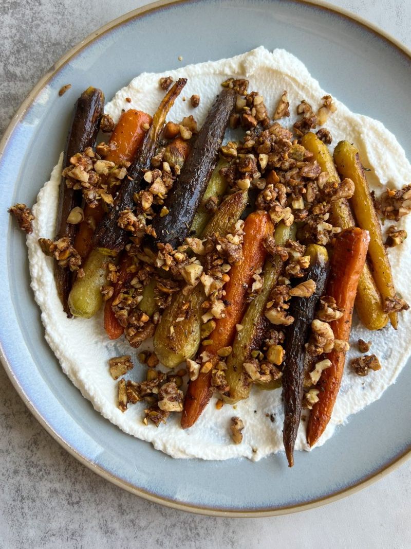 Roasted Carrots with Walnut Dressing