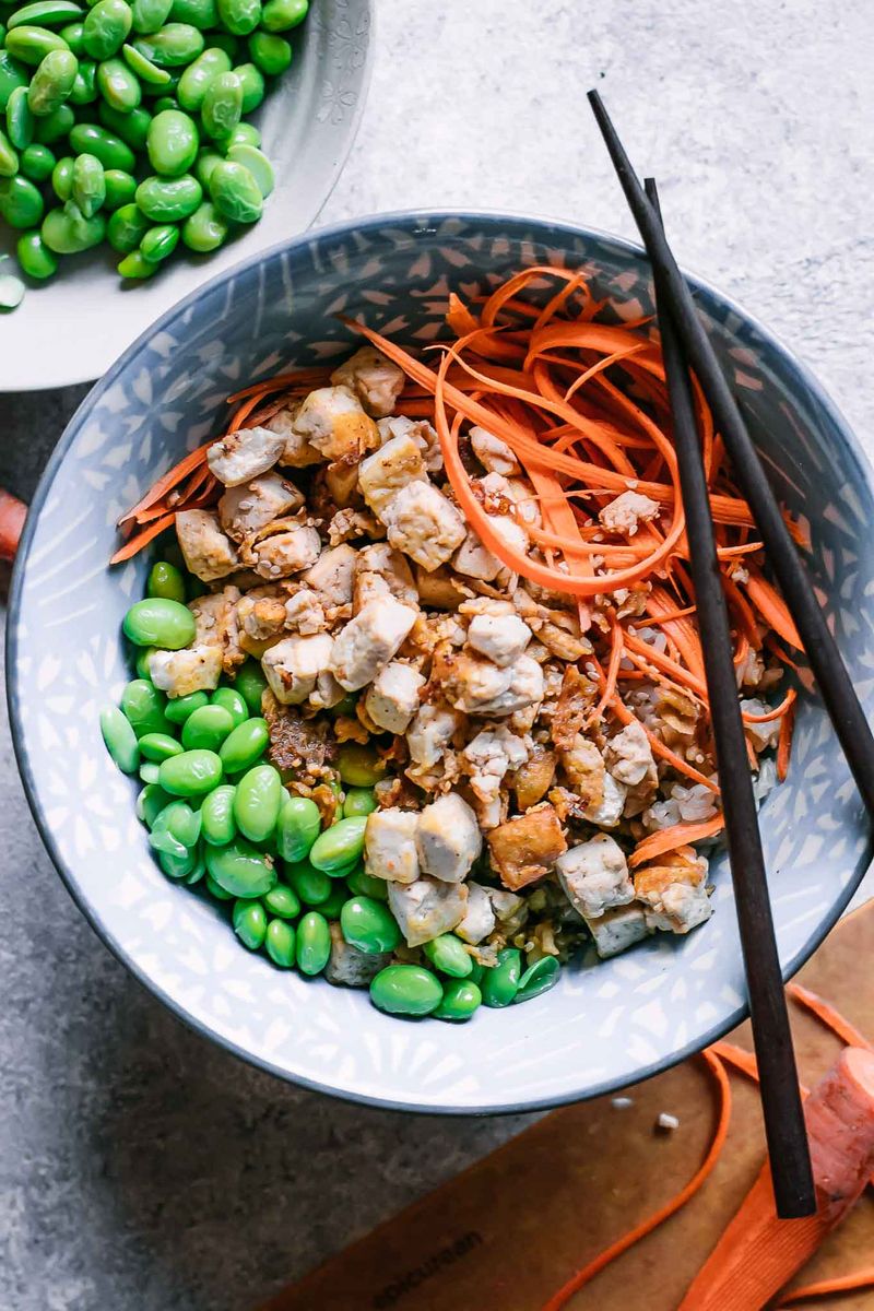 Warm Tofu and Edamame Salad
