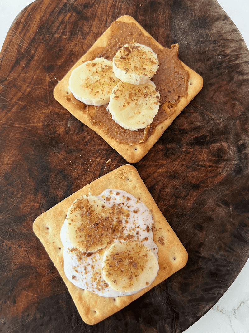 Peanut Butter and Banana on Whole Grain Crackers