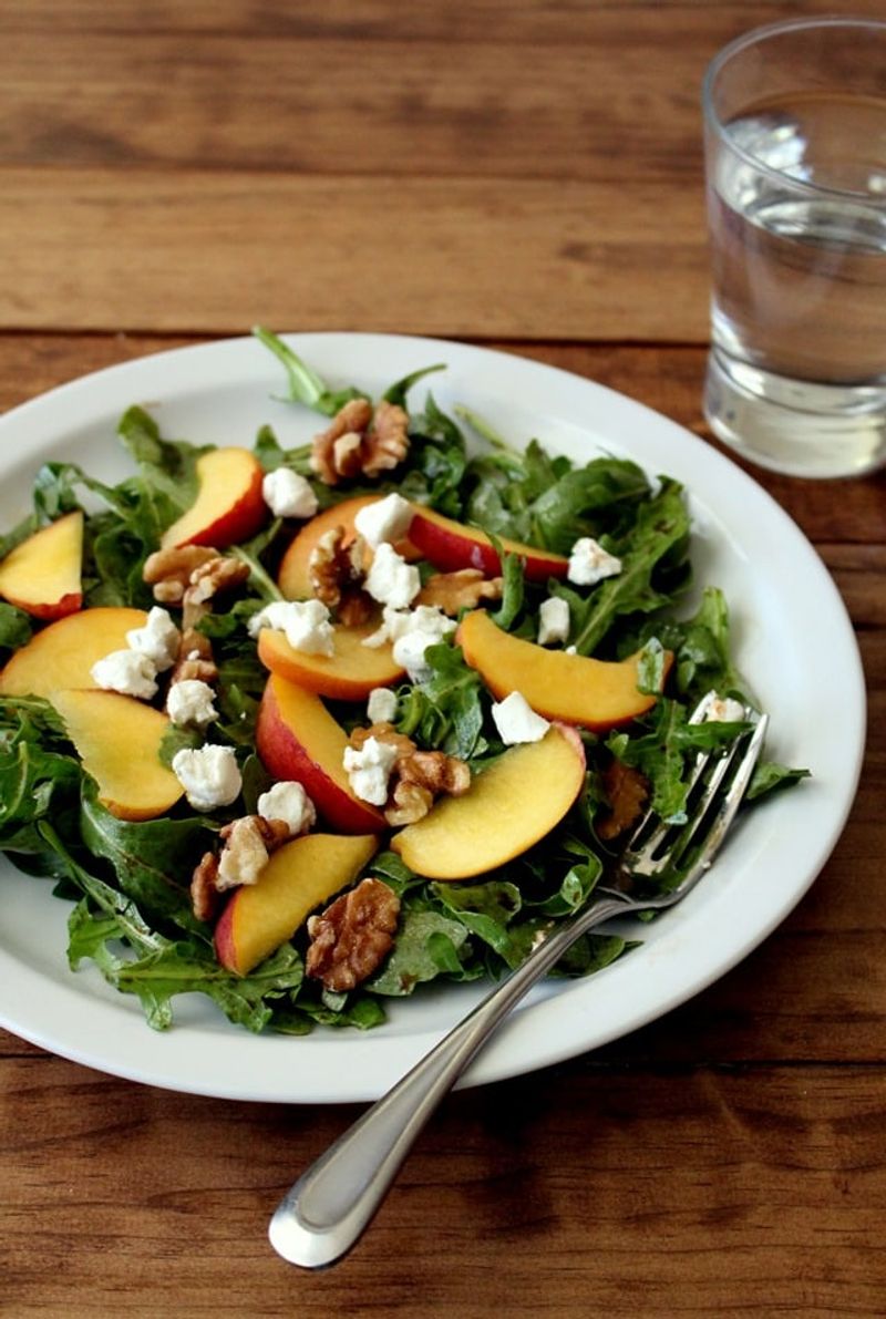 Peach and Arugula Salad with Goat Cheese