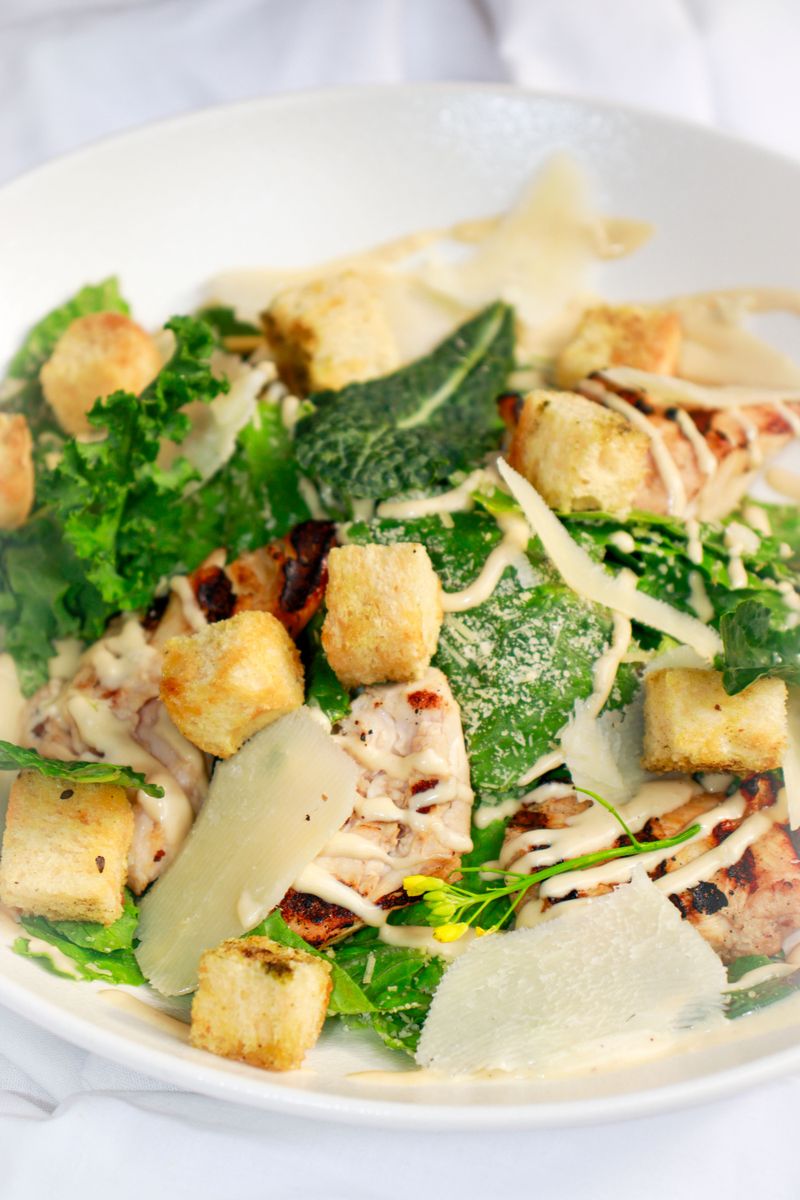 Chicken Caesar Salad With Roast Potato Croutons